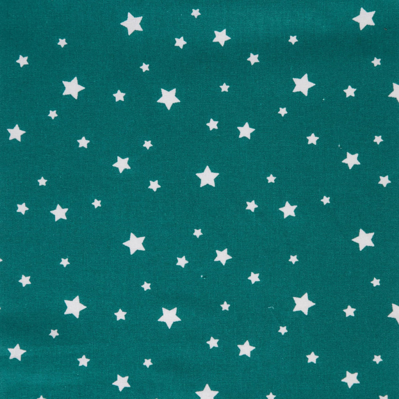 Printed Cotton ZETOILE Teal / White